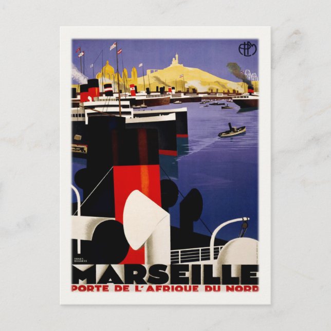 Carte Postale Avec Poster Vintage Port (Devant)