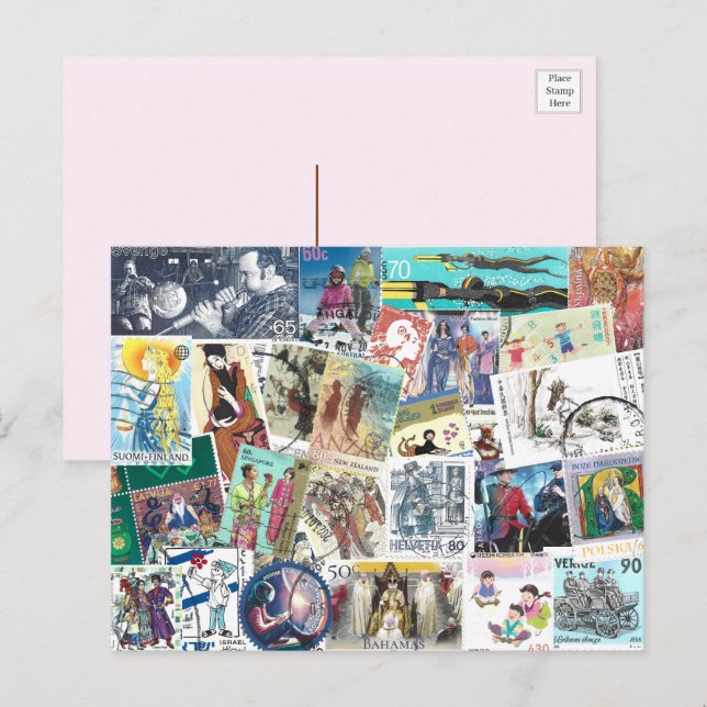 Carte postale avec potage avec personnes (Devant / Derrière)