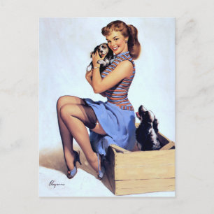 Carte Postale Avec Pupies Pin Up