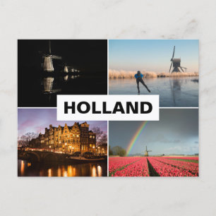 Carte postale avec quatre photos Holland collage