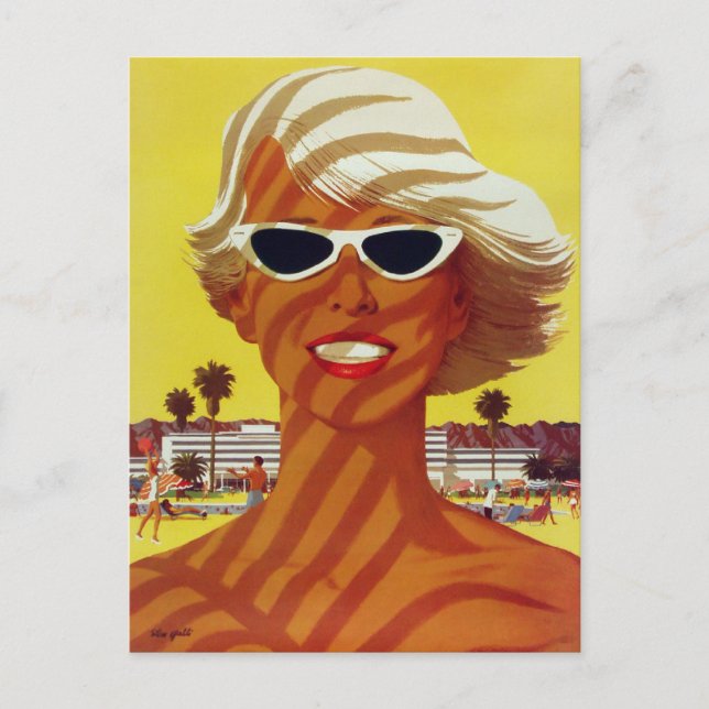 Carte postale avec salutations Vintages de la plag (Devant)