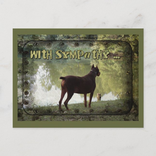 Carte Postale Avec sympathie - Doberman surplombant un lac (Devant)