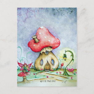 Carte postale avec Tabouret Maison, Fée et Poteau