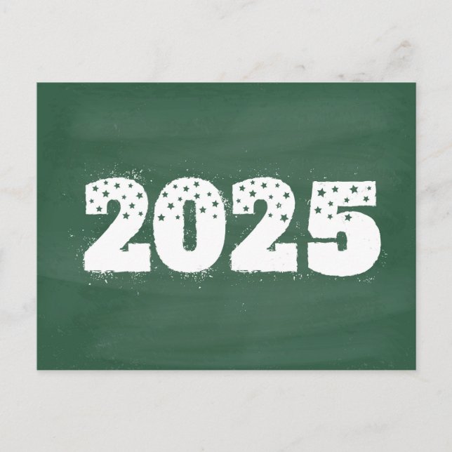 Carte postale avec texte de 2025 sur tableau de bo (Devant)