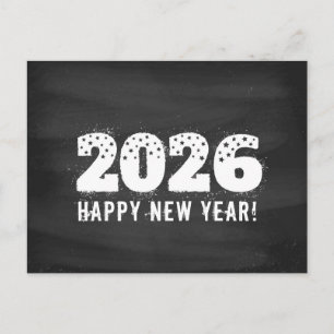 Carte postale avec texte de 2026 sur tableau noir.