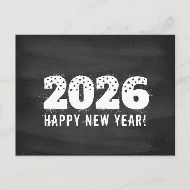 Carte postale avec texte de 2026 sur tableau noir. (Devant)