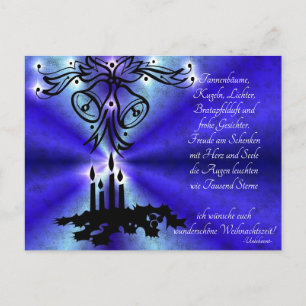 Carte Postale Avent, Noël, poème en allemand