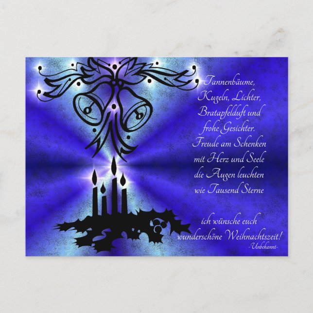 Carte Postale Avent, Noël, poème en allemand (Devant)