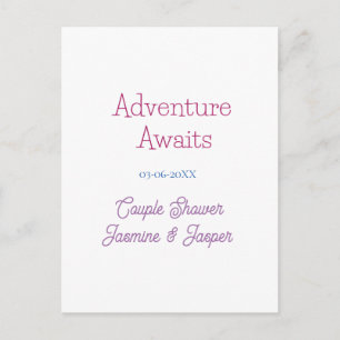 Carte Postale aventure attend couple baby shower nom date rose b