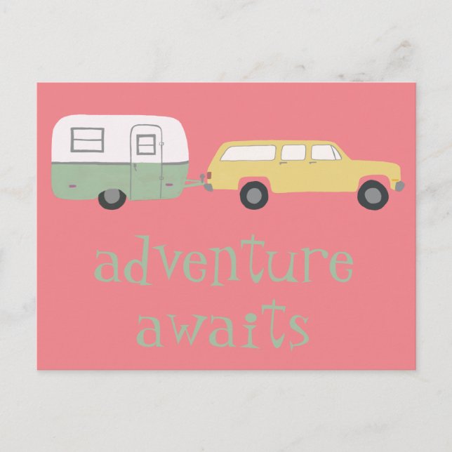 Carte Postale AVENTURE ATTENTE Camping Trailer RV (Devant)