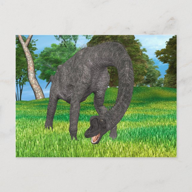 Carte Postale Aventure de dinosaure à long cou dans la jungle (Devant)