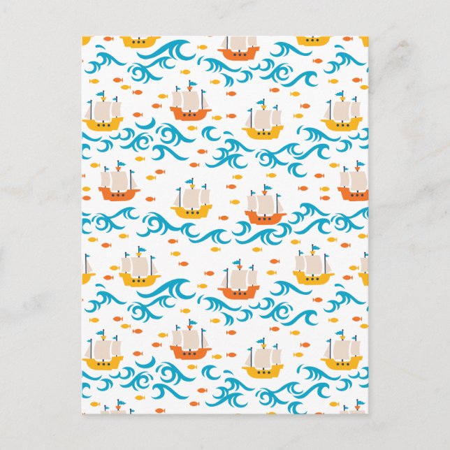 Carte Postale Aventure océanique : Voiliers jaunes et rouges wi (Devant)