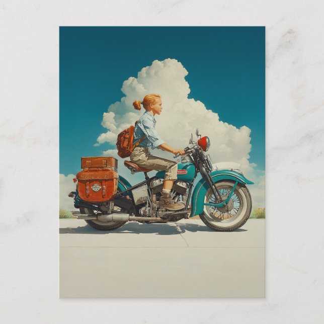 Carte Postale Aventure vintage Motorcycle Road (Devant)
