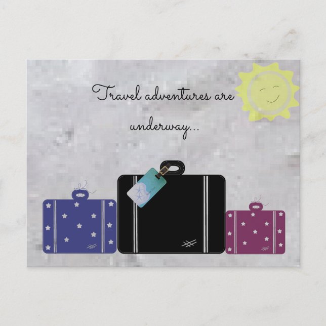 Carte Postale Aventures de voyage avec valises (Devant)
