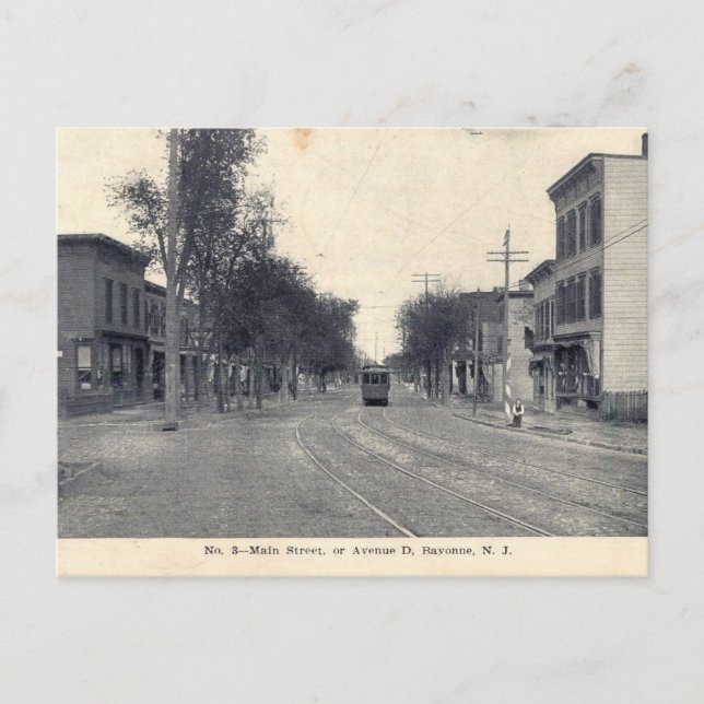 Carte Postale Avenue D, Bayonne, NJ 1911 Vintage (Devant)