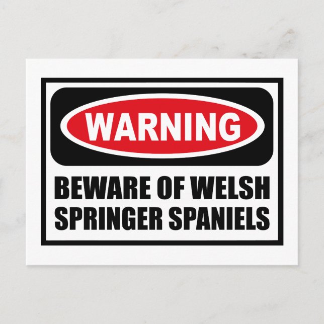 Carte Postale Avertissement ATTENTION DE WELSH SPRINGER SPANIELS (Devant)