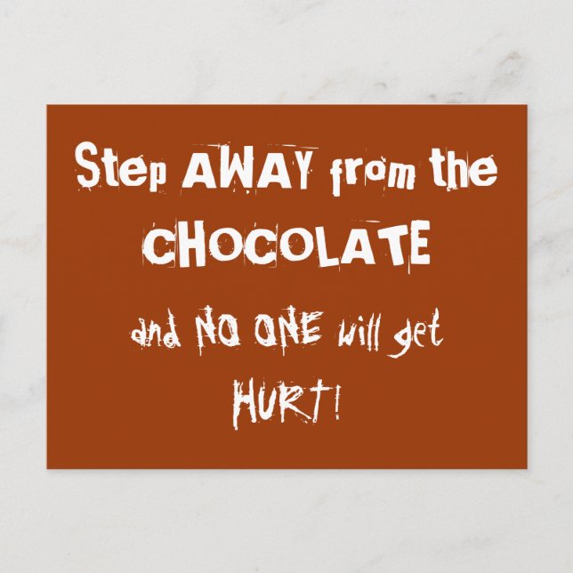 Carte Postale Avertissement au chocolat chocoholique (Devant)