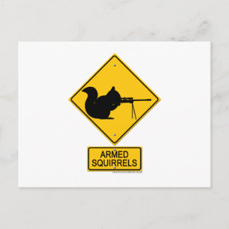 Carte Postale Avertissement Écureuils armés