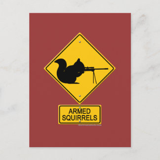 Carte Postale Avertissement Écureuils armés