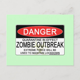 Carte Postale Avertissement - Épidémie de virus Zombie