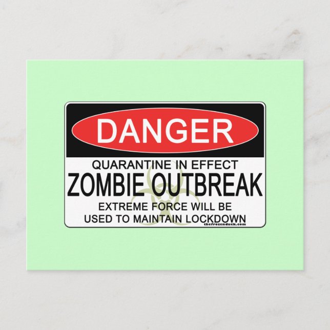 Carte Postale Avertissement - Épidémie de virus Zombie (Devant)