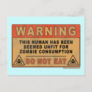 Carte Postale Avertissement Inapte À La Consommation Zombie