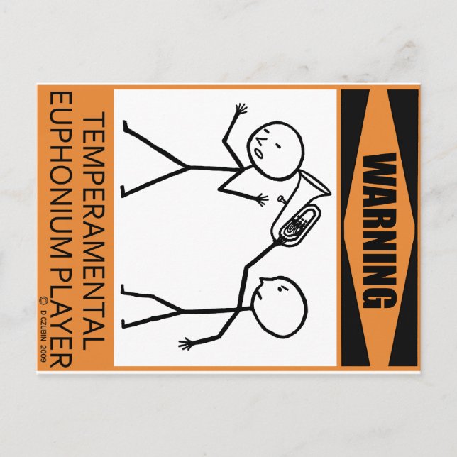Carte Postale Avertissement Joueur euphonique Temperamental (Devant)