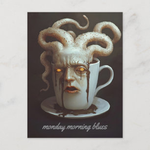 Carte Postale Avertissement niveau caféine blues lundi matin 4
