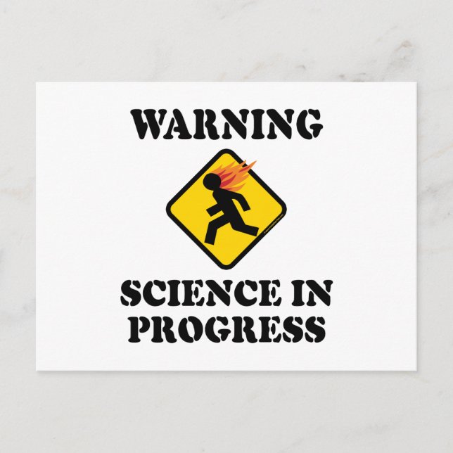 Carte Postale Avertissement Signe Science En Cours - Drôle Scien (Devant)