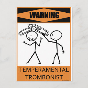 Carte Postale Avertissement Tromboniste Temperamental