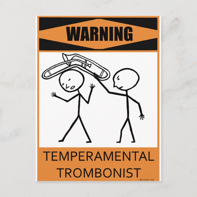 Carte Postale Avertissement Tromboniste Temperamental (Devant)