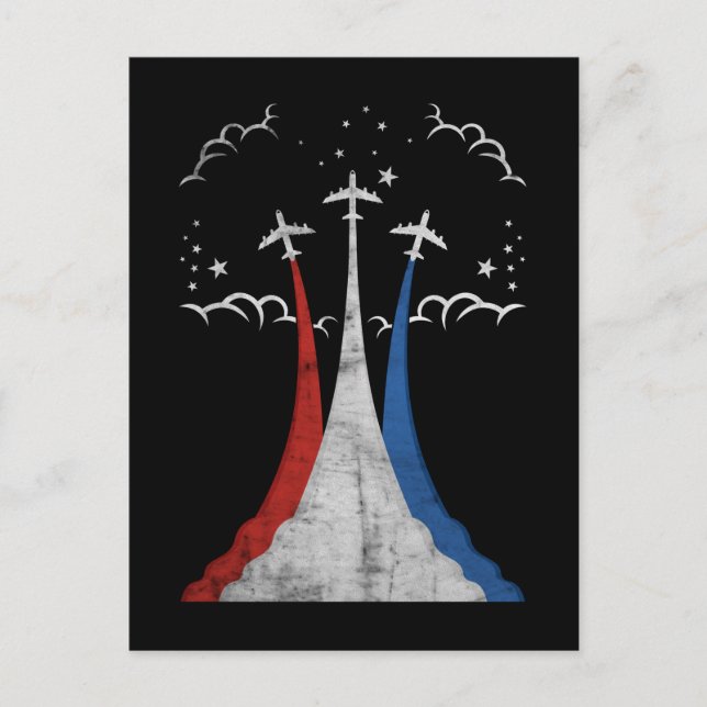 Carte Postale Avion ancien États-Unis 4 juillet Aviation América (Devant)