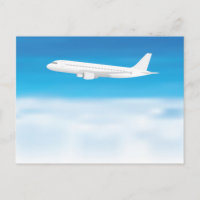 Avion blanc sur l'arrière - plan nuage bleu ciel