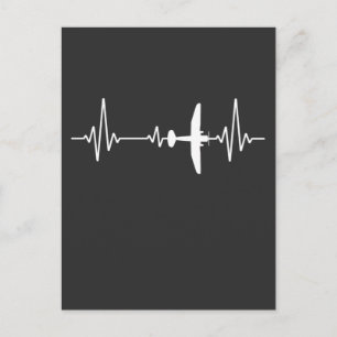 Carte Postale Avion Cool de battement de coeur Avion