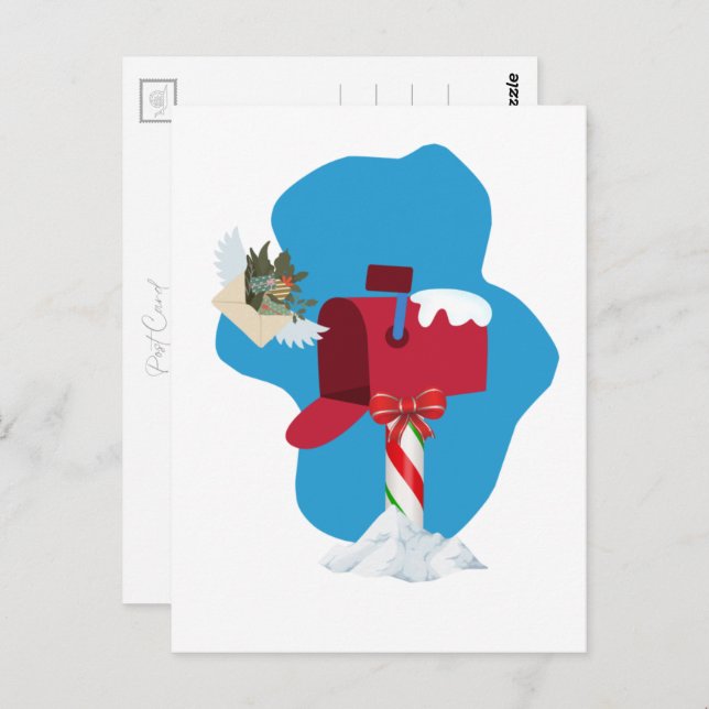 Carte Postale Avion de boîte aux lettres d'hiver (Devant / Derrière)