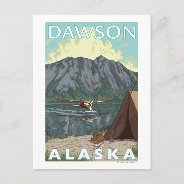 Carte Postale Avion de brousse et pêche - Dawson, Alaska (Devant)