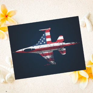 Carte Postale Avion de chasse à réaction patriotique américain A