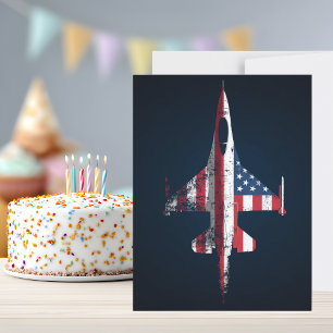 Carte Postale Avion de chasse à réaction patriotique USA Fête d'