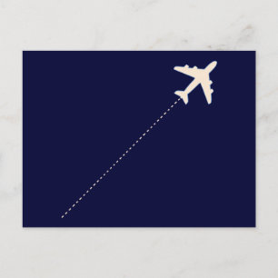 Carte Postale avion de voyage avec ligne pointillée