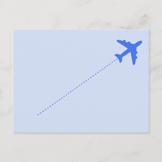 Carte Postale avion de voyage bleu avec ligne pointillée (Devant)