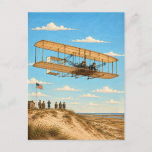 Carte Postale Avion des frères Wright au-dessus de Kitty Hawk