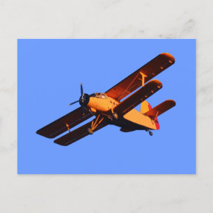 Carte Postale Avion Deux Ailes, Avion Vieux Volant