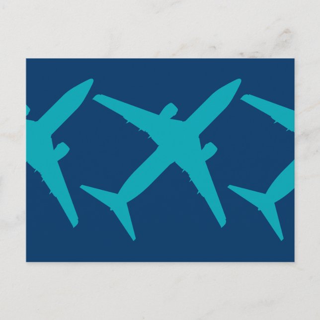 Carte Postale Avion graphique en bleu aqua (Devant)