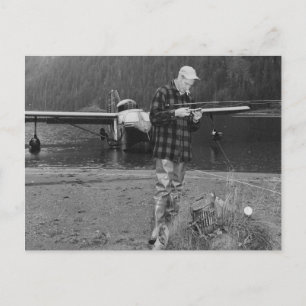 Carte Postale Avion vintage Fly Fishing Lake