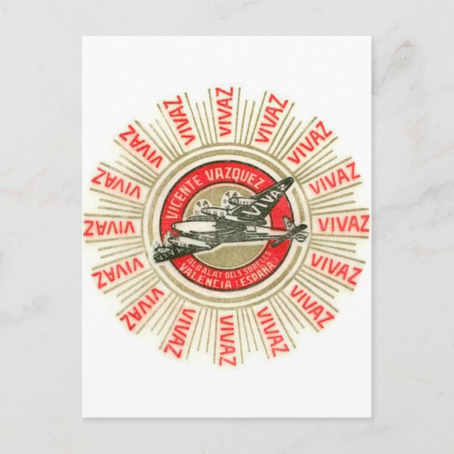 Carte Postale Avion VIVAZ (Devant)