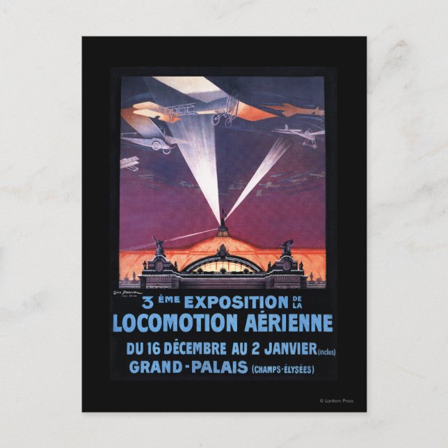 Carte Postale Avion volant au-dessus de l'affiche de la lumière  (Devant)
