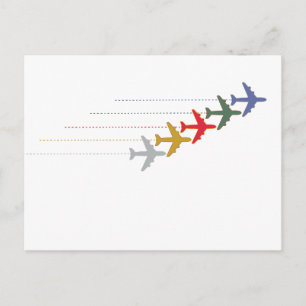 Carte Postale avions de voyage colorés