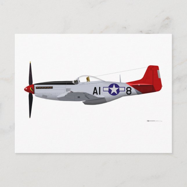 Carte Postale Avions nord-américains P-51D Mustang Tuskegee (Devant)