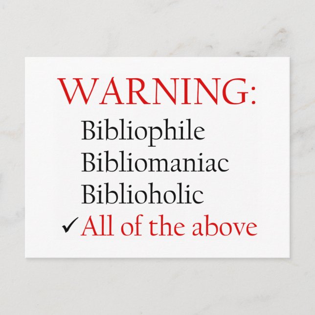 Carte Postale Avis d'avertissement Biblio (Devant)