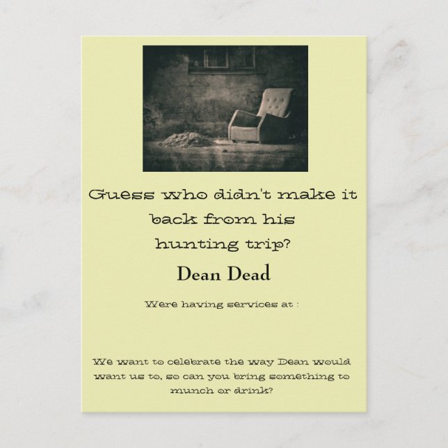 Carte Postale Avis de service funéraire (Devant)